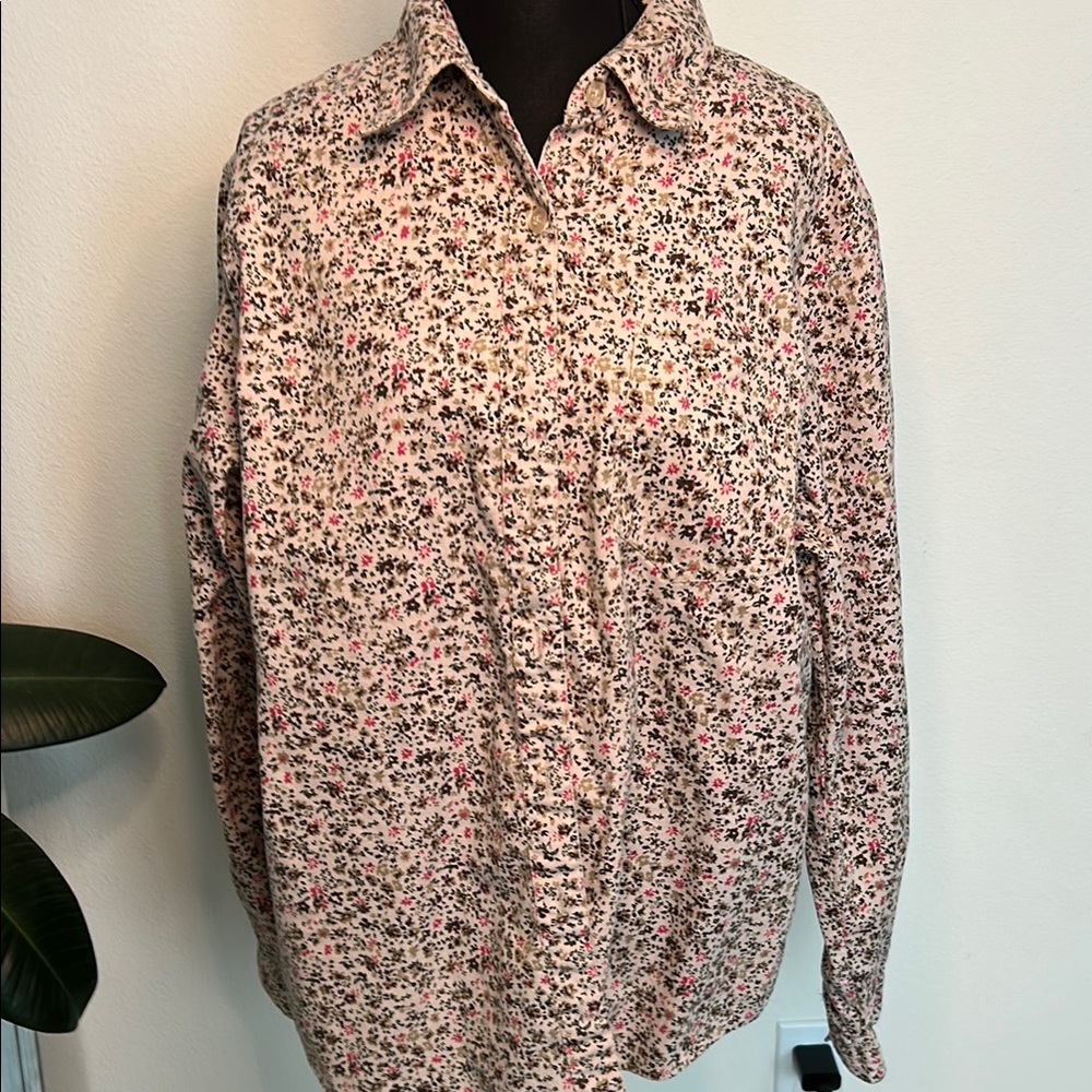 Classic Elements Multicolor corduroy Floral Button Down Shirt
